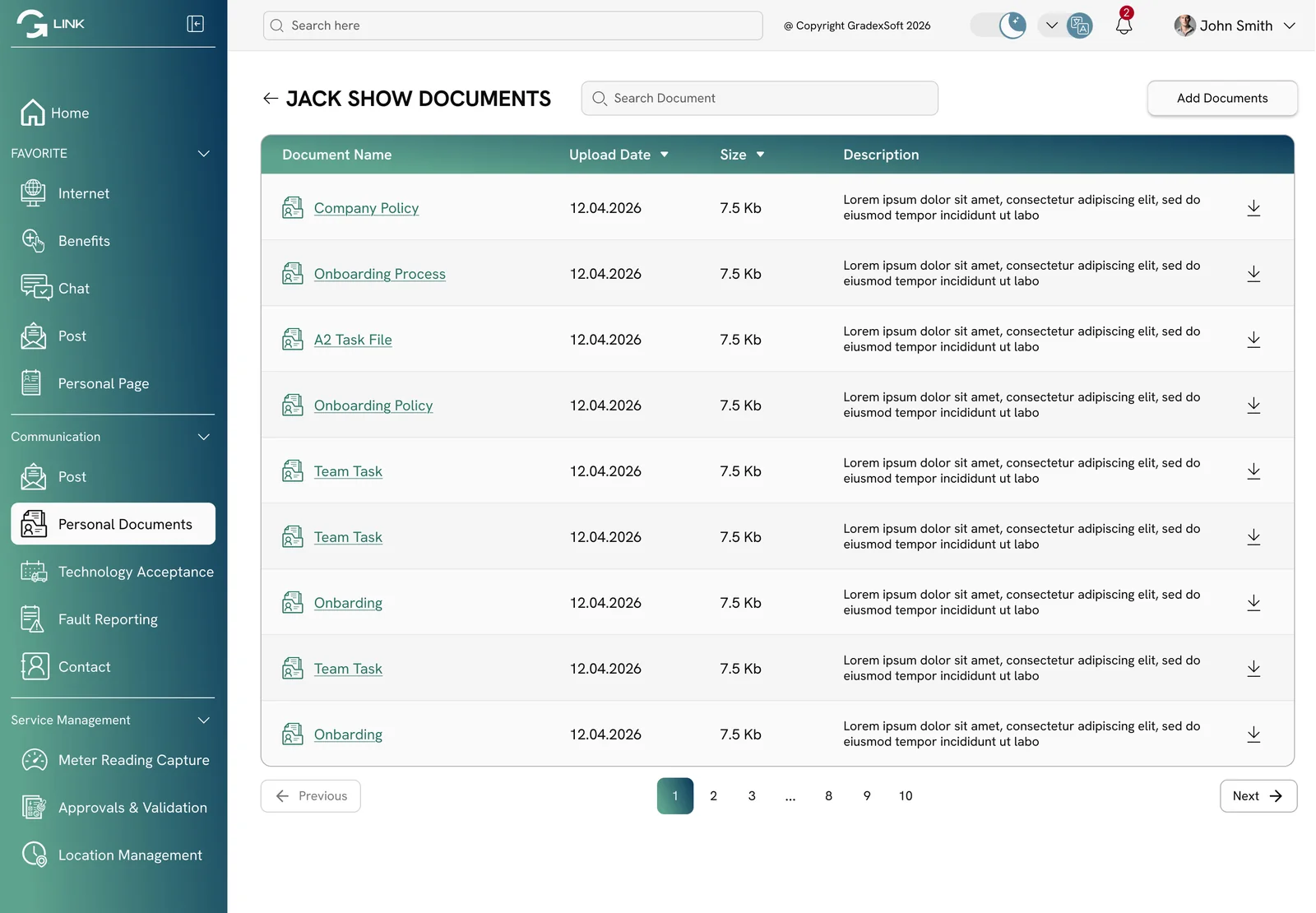 GradexLINK — Intranet a dokumenty