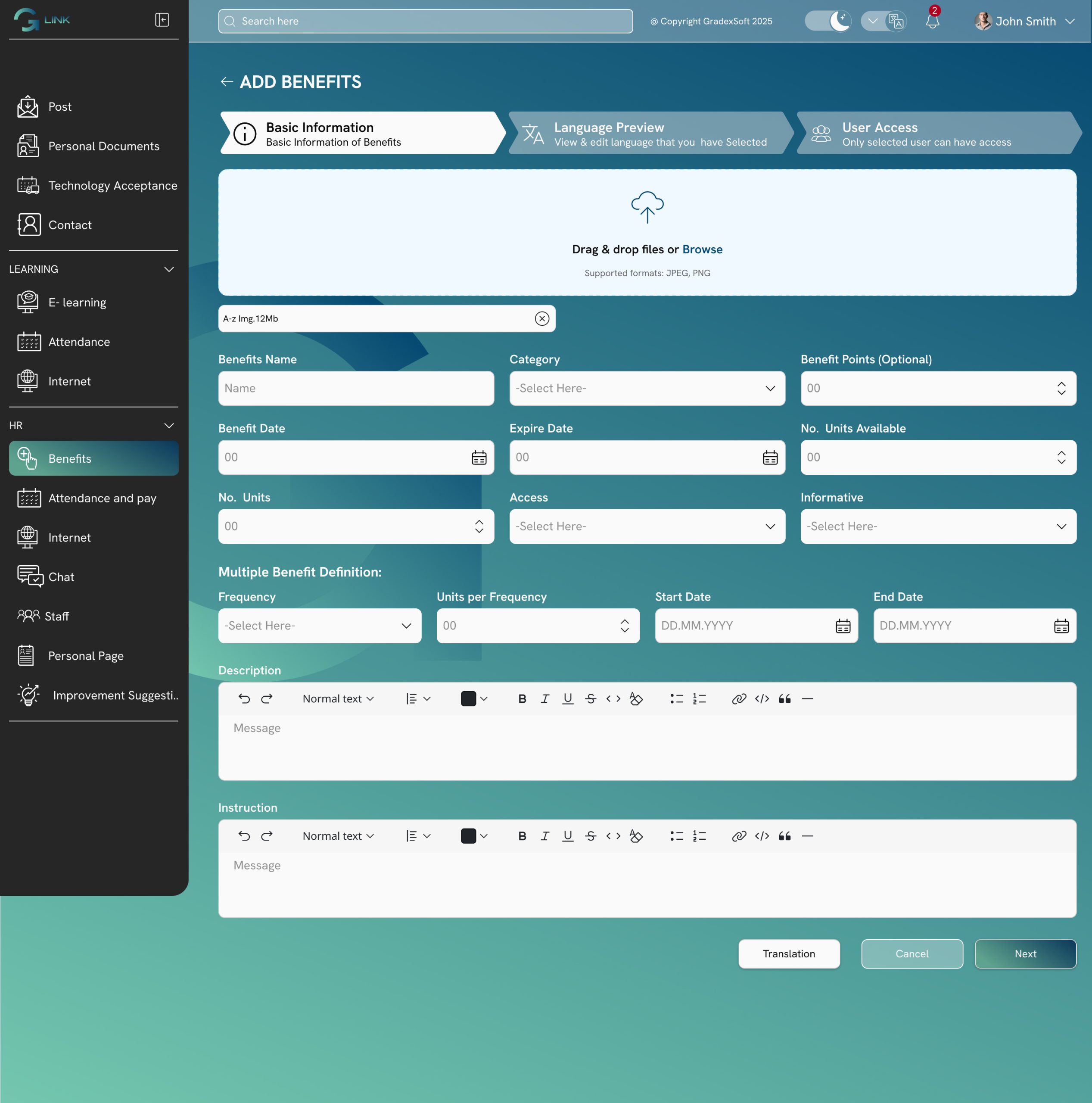 Benifis Screen (Add Benefits)
