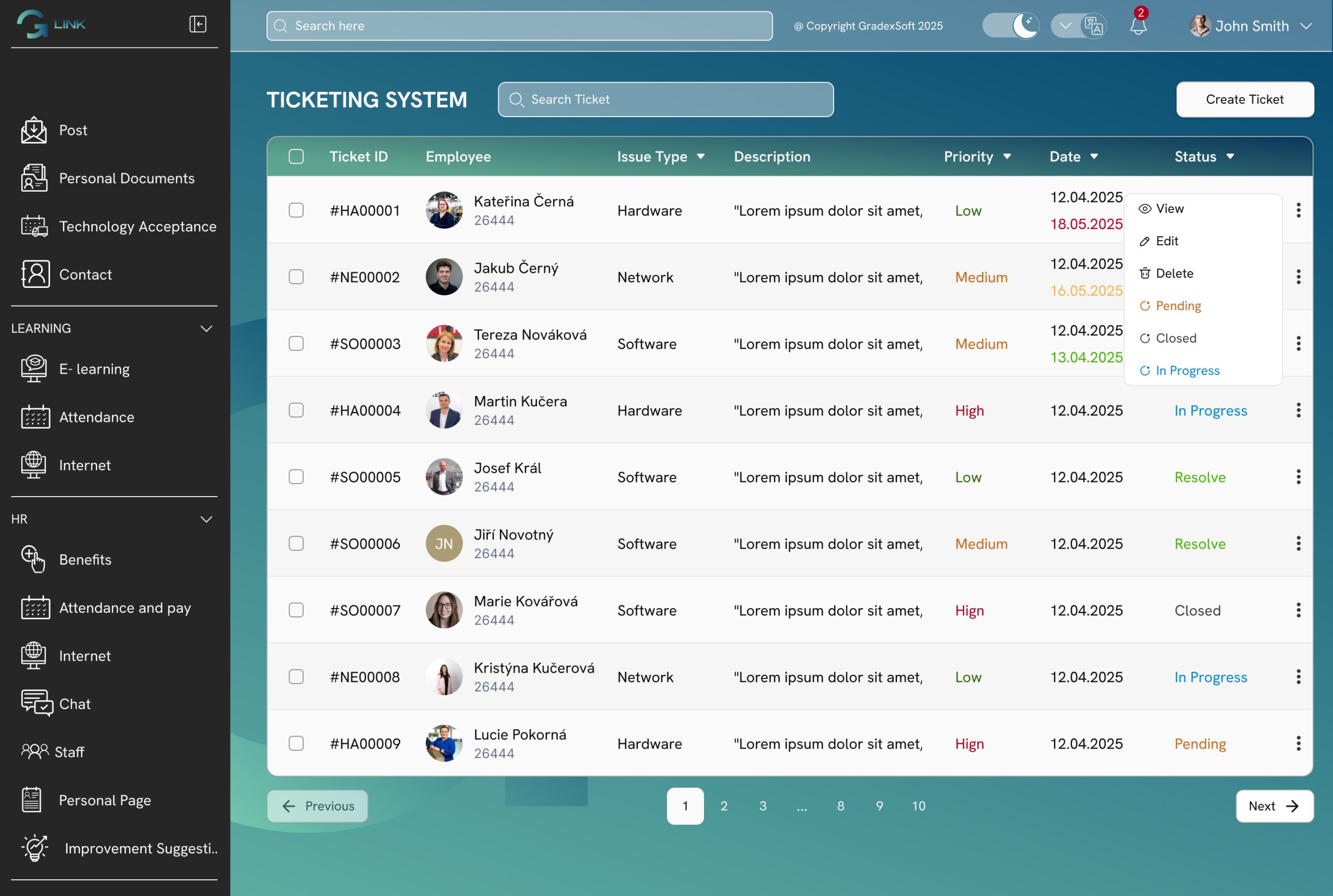 Ticketing System Screen