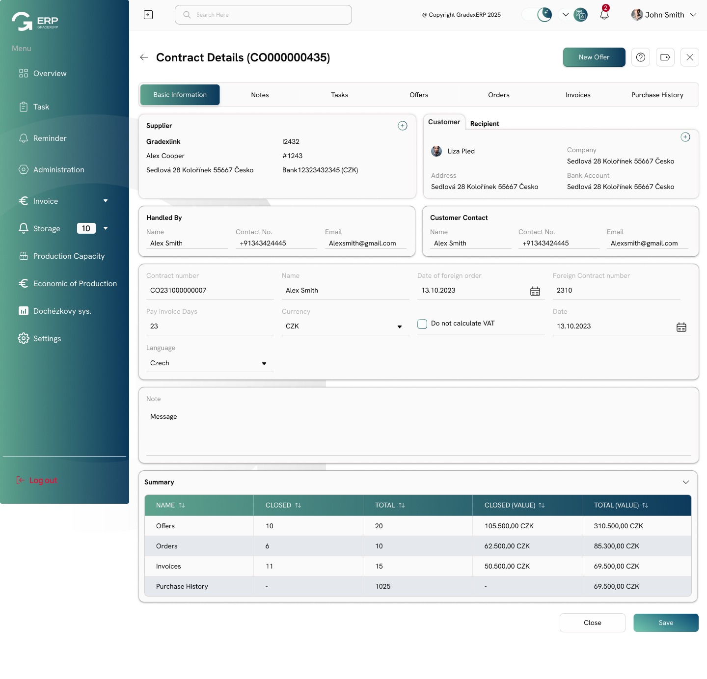 Contract Screen (Informaction)