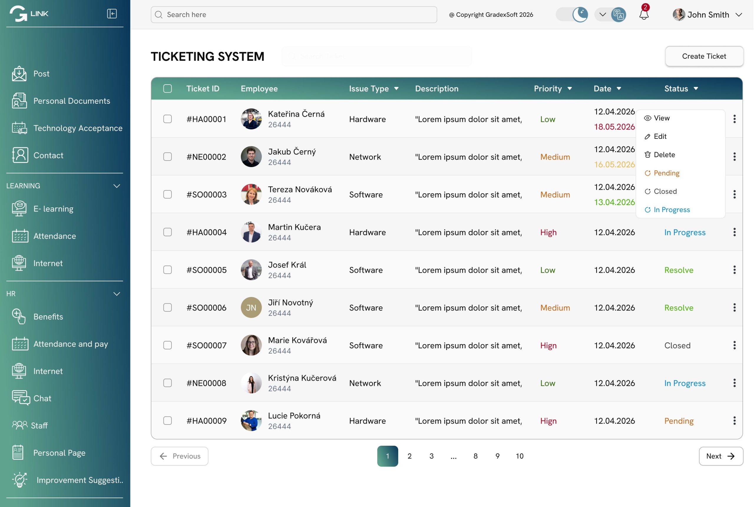 Ticketing System Screenss